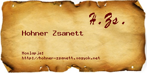Hohner Zsanett névjegykártya